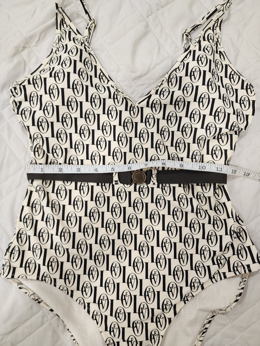 H&M x Love Stories Monogram Belted One Piece Swimsuit Size 6 - Picture 14 of 17